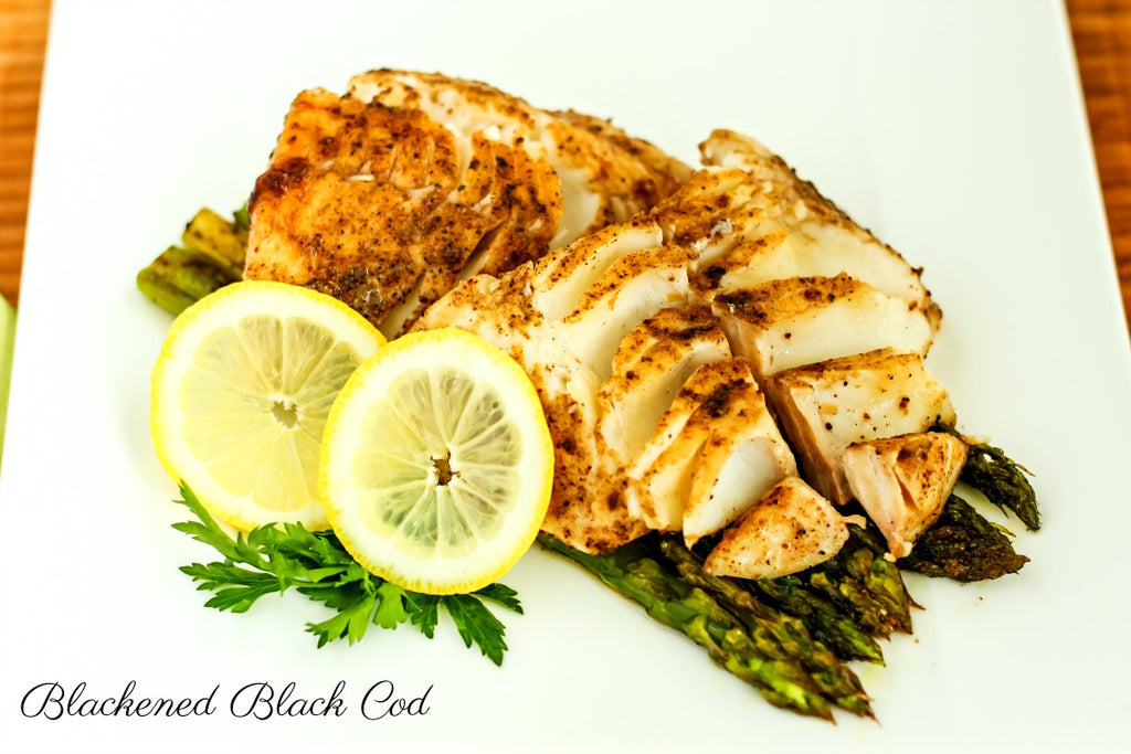 Blackened Black Cod is a quick and easy dinner idea loaded with flavor using homemade blackening spice blend rub, seared, and finished in a hot oven.