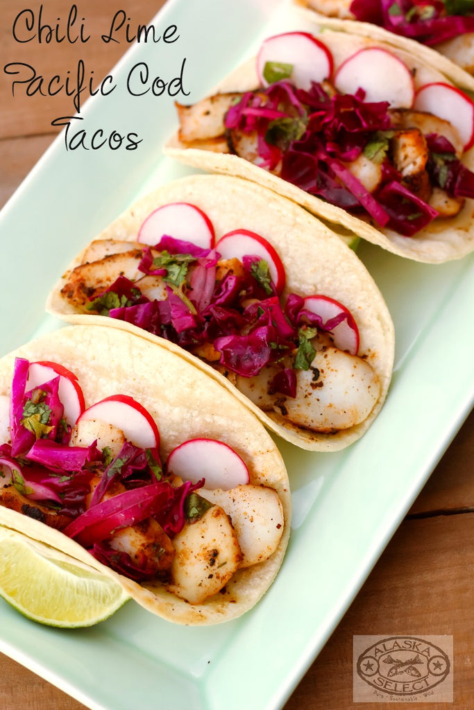 Chili Lime Pacific Cod Tacos ~ Spice rubbed and skillet cooked Pacific cod tossed with fresh lime juice in a fresh flame kissed corn tortilla and topped with a simple cabbage and cilantro slaw for the perfect south-of-the-border tasting experience.