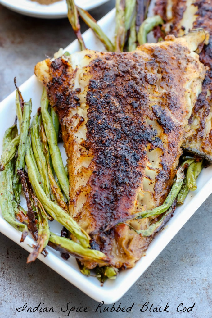 Indian Spice Rubbed Black Cod ~ Black Cod rubbed with an aromatic blend of warm Indian spices, pan seared, and finished off in a hot oven for an exotic tasting yet easy meal. 