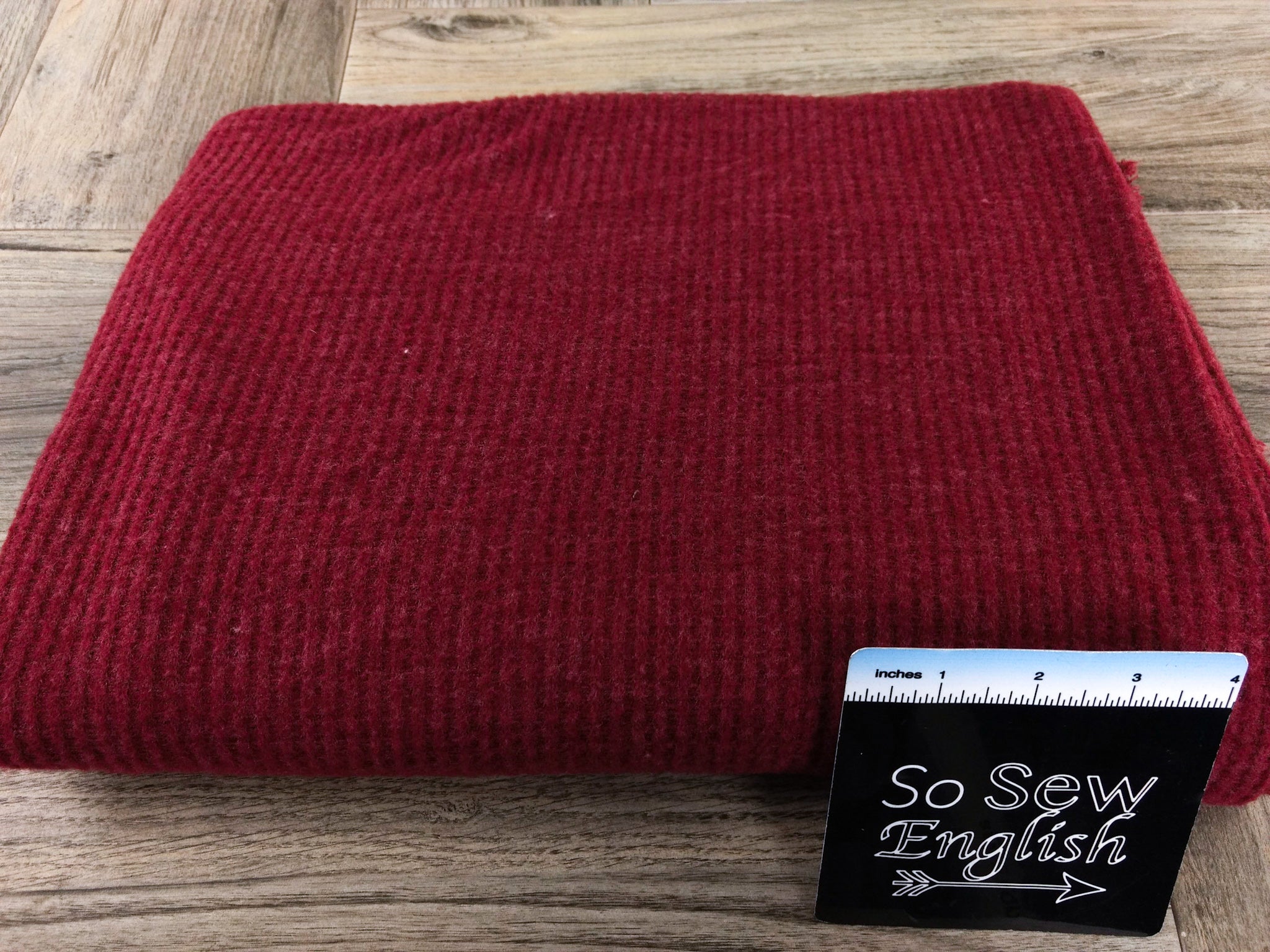 Solid Burgundy -Brushed Waffle Knit - By the yard
