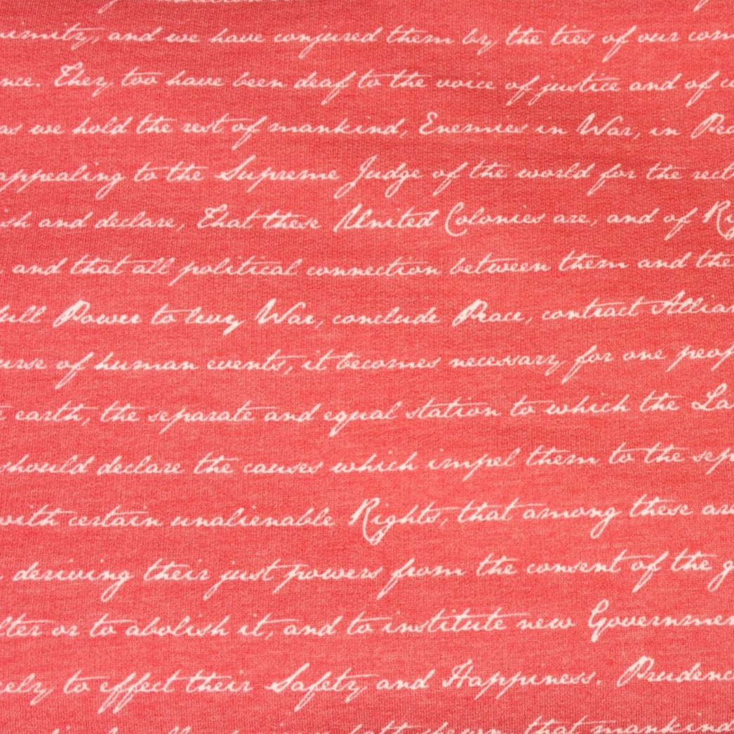 Red DECLARATION OF INDEPENDENCE -French Terry- By the yard