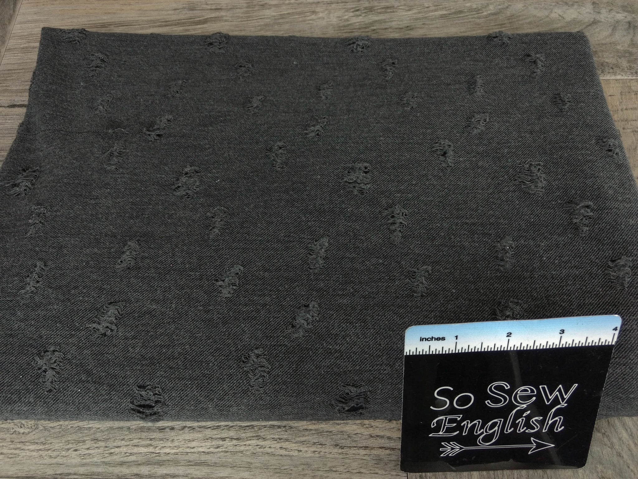 BLACK - Distressed Knit - By the yard