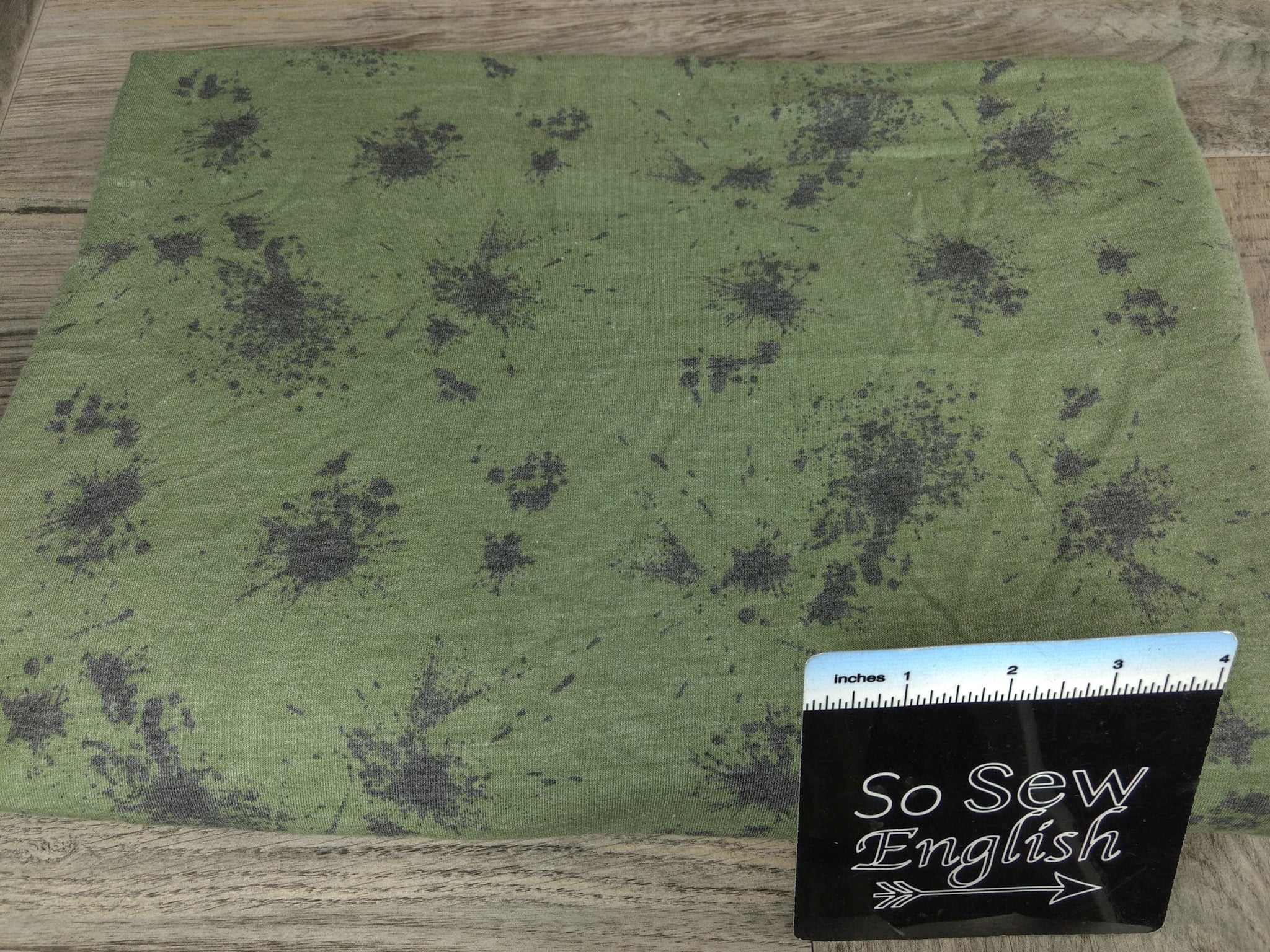 Olive SPLATTER-French Terry- By the yard