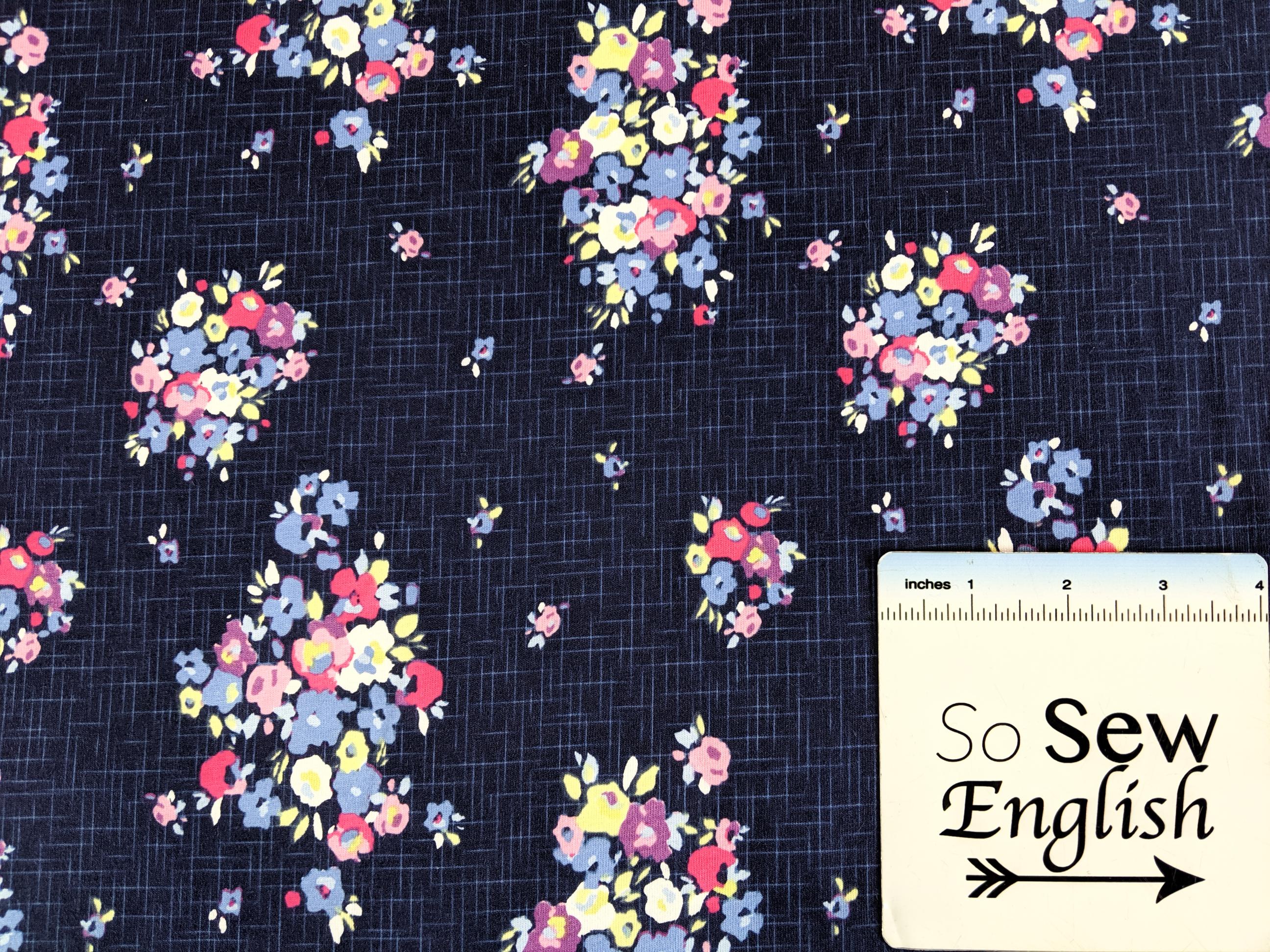 Caroline Main Navy -Riley Blake Cotton Spandex -By The Yard