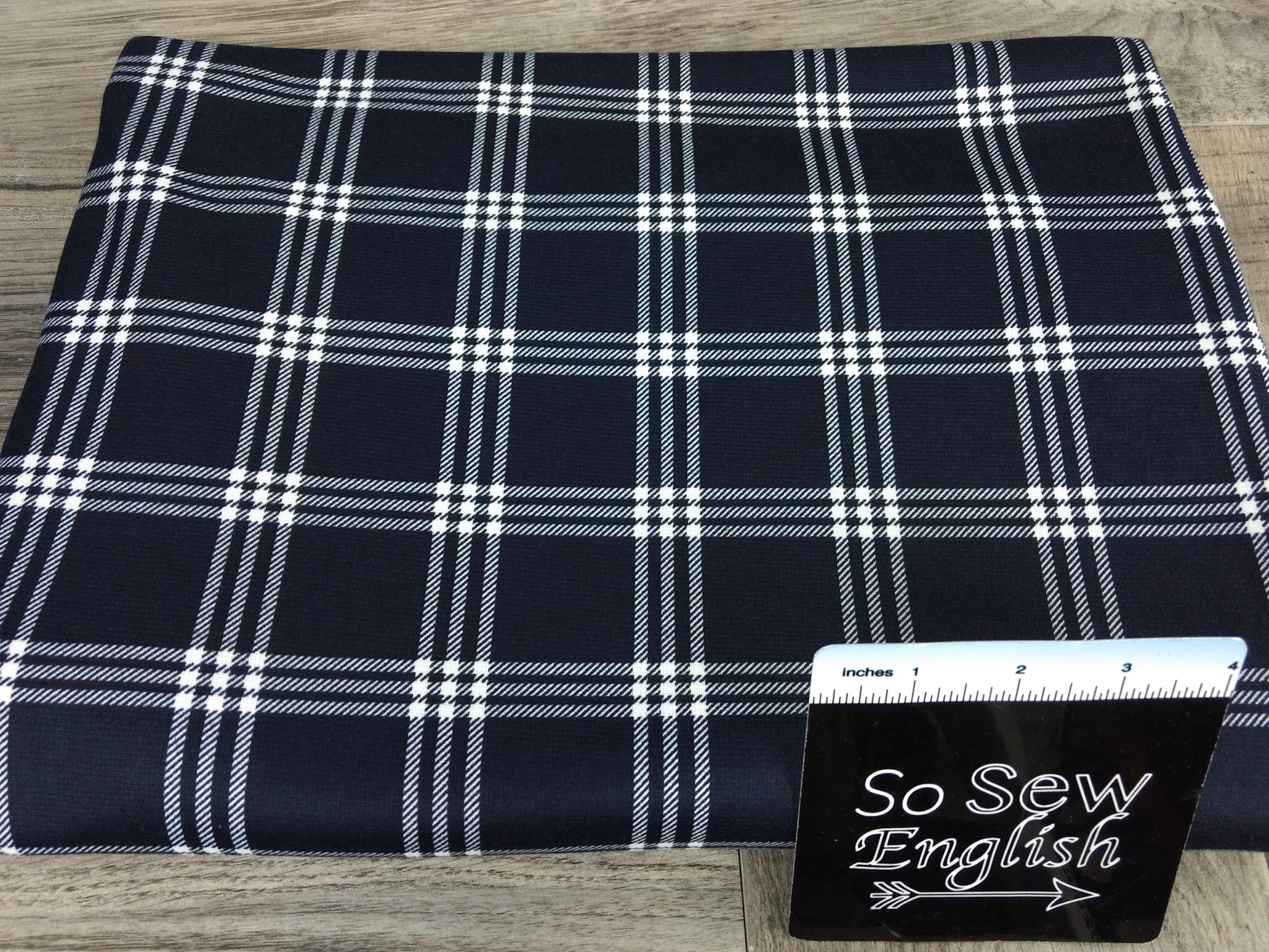 Navy BRODY PLAID -PONTE De Roma - By The Yard