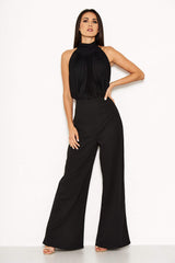 Black High Neck Backless Jumpsuit