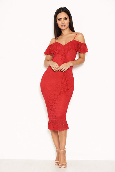 ax paris red frill dress