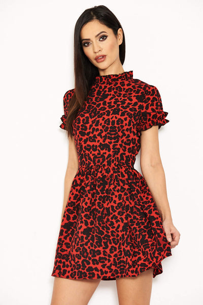 ax paris red leopard dress