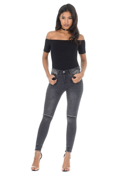 grey ripped jeans womens