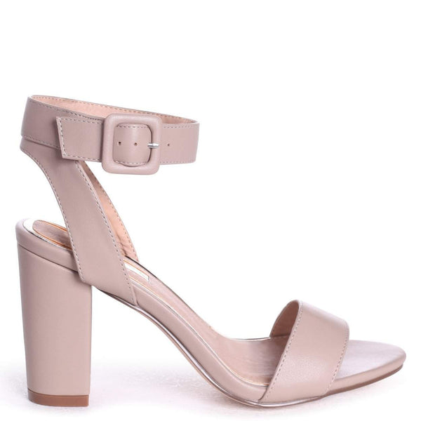 MILLIE - Taupe Open Toe Block Heel With 