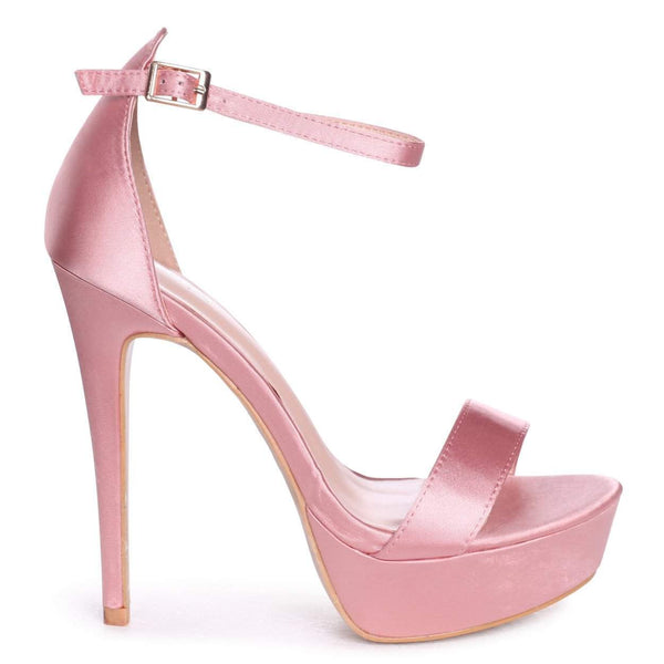 pink satin platform heels