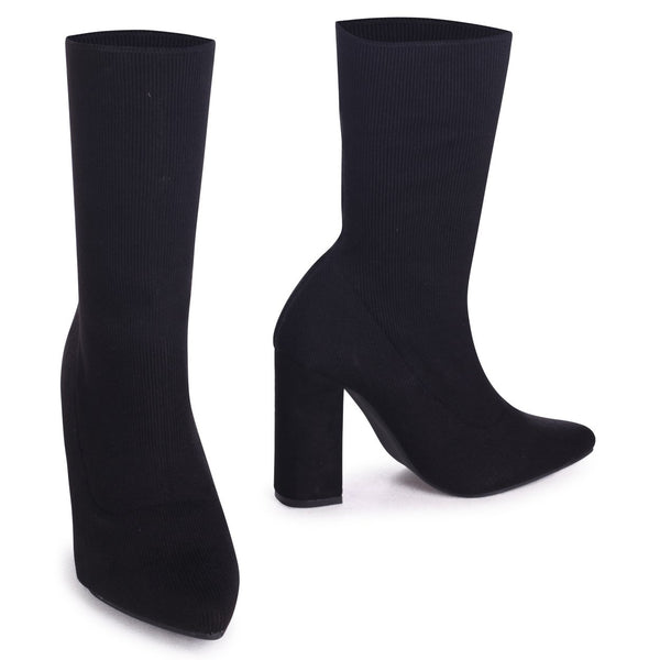 black knitted sock boots