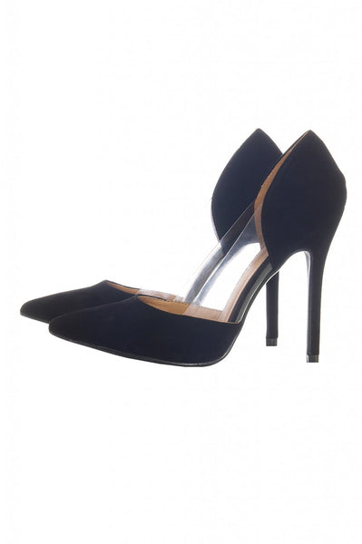black and perspex court shoes