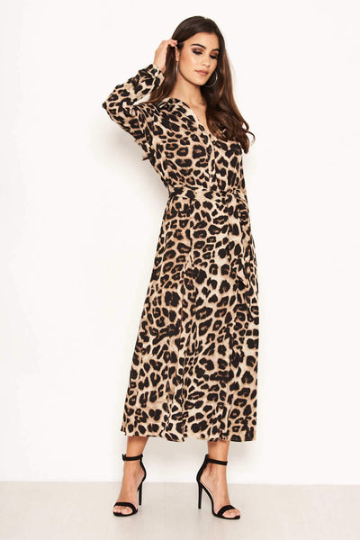 leopard long shirt dress