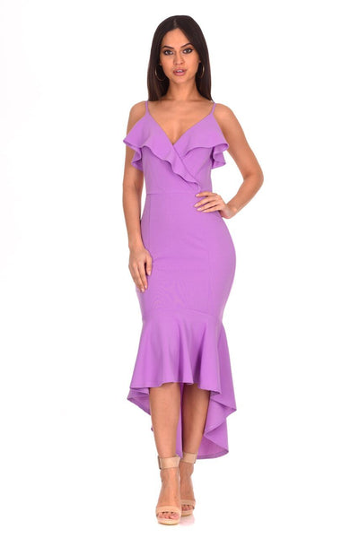 purple fishtail dress