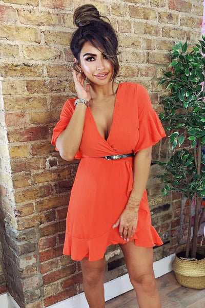 orange frill dress