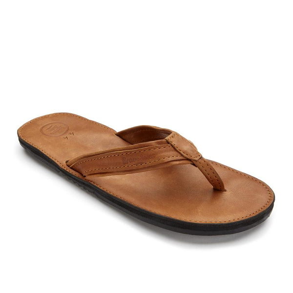 Brave Soles Leather Flip Flops, Brown 