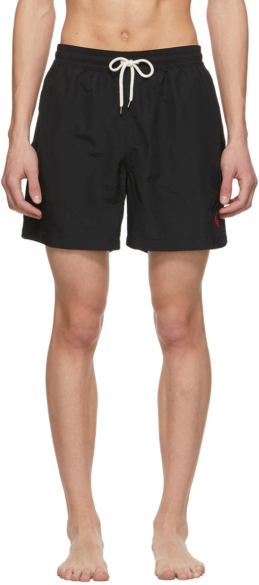 black polo swim shorts