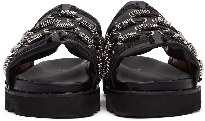 Toga Virilis Black Leather Slip-On Sandals – BlackSkinny