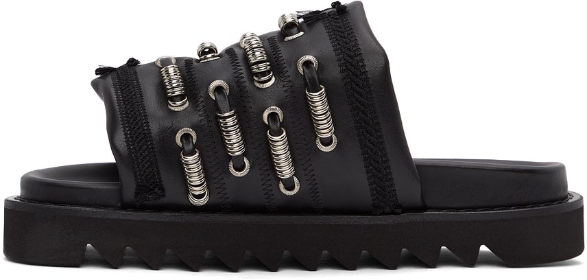 Toga Virilis Black Leather Slip-On Sandals – BlackSkinny