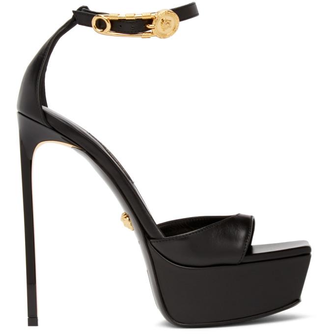 versace black strappy heels