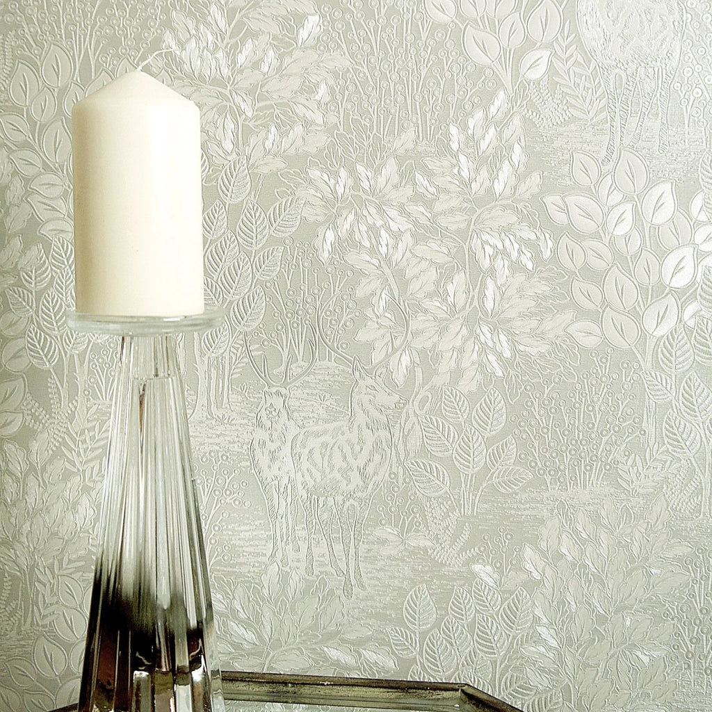 Opus Majella Sage Green Woodland Stag Wallpaper by Holden 36052