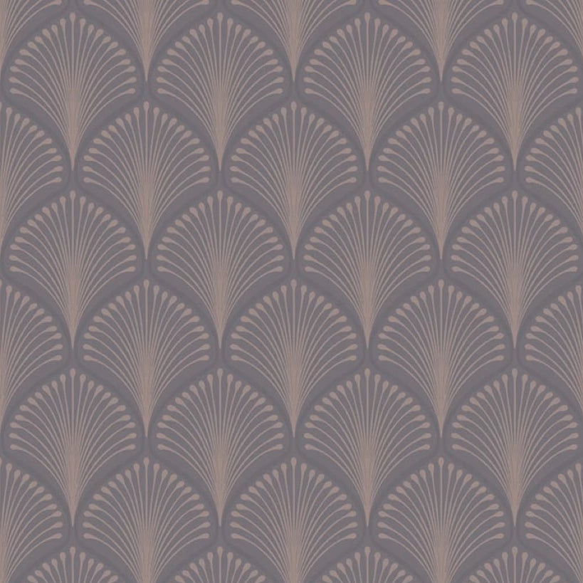 Layla Charcoal and Rose Art Deco Fan Wallpaper by Grandeco GV3102