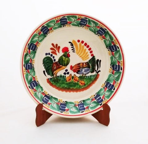 ceramic-wall-decorative-platter-family-rooster-hand-made-mexico
