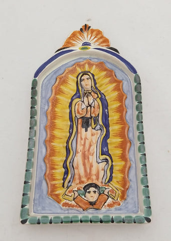 mexican decorarative lady of guadalupe folk art hand painted