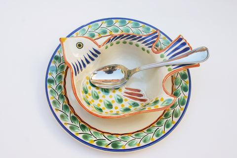 mexican dish shet bird motive pottery ideas table setting folk art