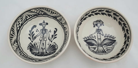 mexican bowl pottery hand made catrina day of dead mexico