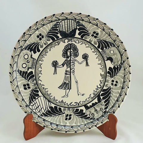 Mexikanische Keramik - Catrina-Skelett - Mayolica
