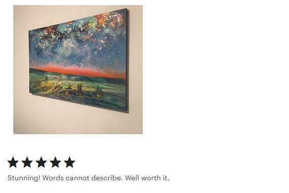 Oil Painting Original, Starry Night Sky Painting, Landscape Art, Living Room Wall Art, Abstract Painting, Heavy Texture Art, Canvas Artwork