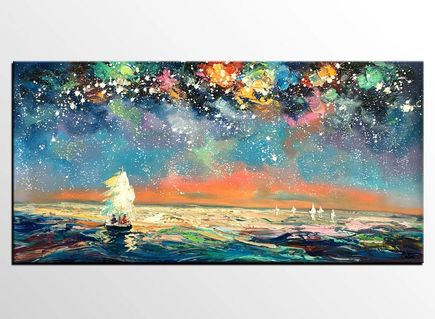 Starry Night Sky Painting, Impasto Artwork, Original Canvas Painting, Hand Painted Canvas Painting, Buy Art Online