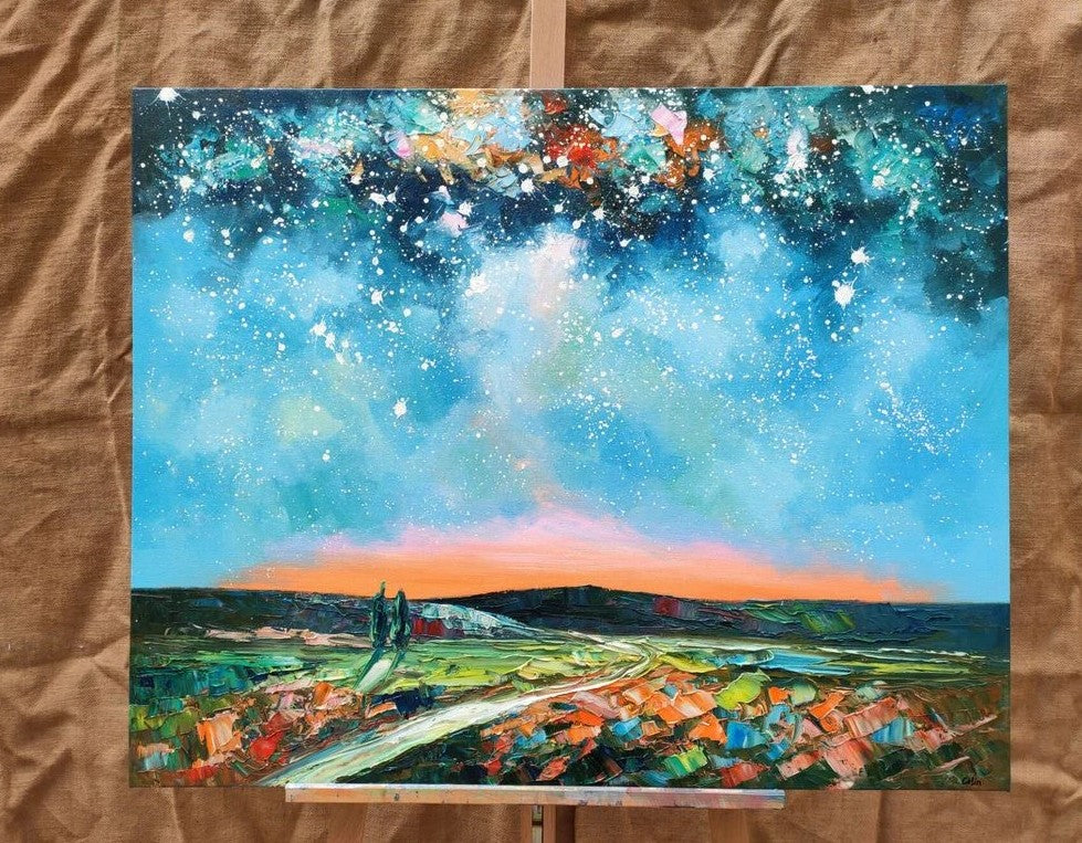 Original Oil Painting, Night Sky Paintings, Landscape Painting, Hand Painted Oil Painting, Texture Artwork