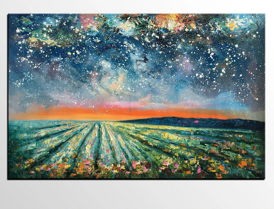 Night Sky Paintings, Hand Painted Oil Painting, Landscape Paintings, Heavy Texture Paintings, Buy Paintings Online