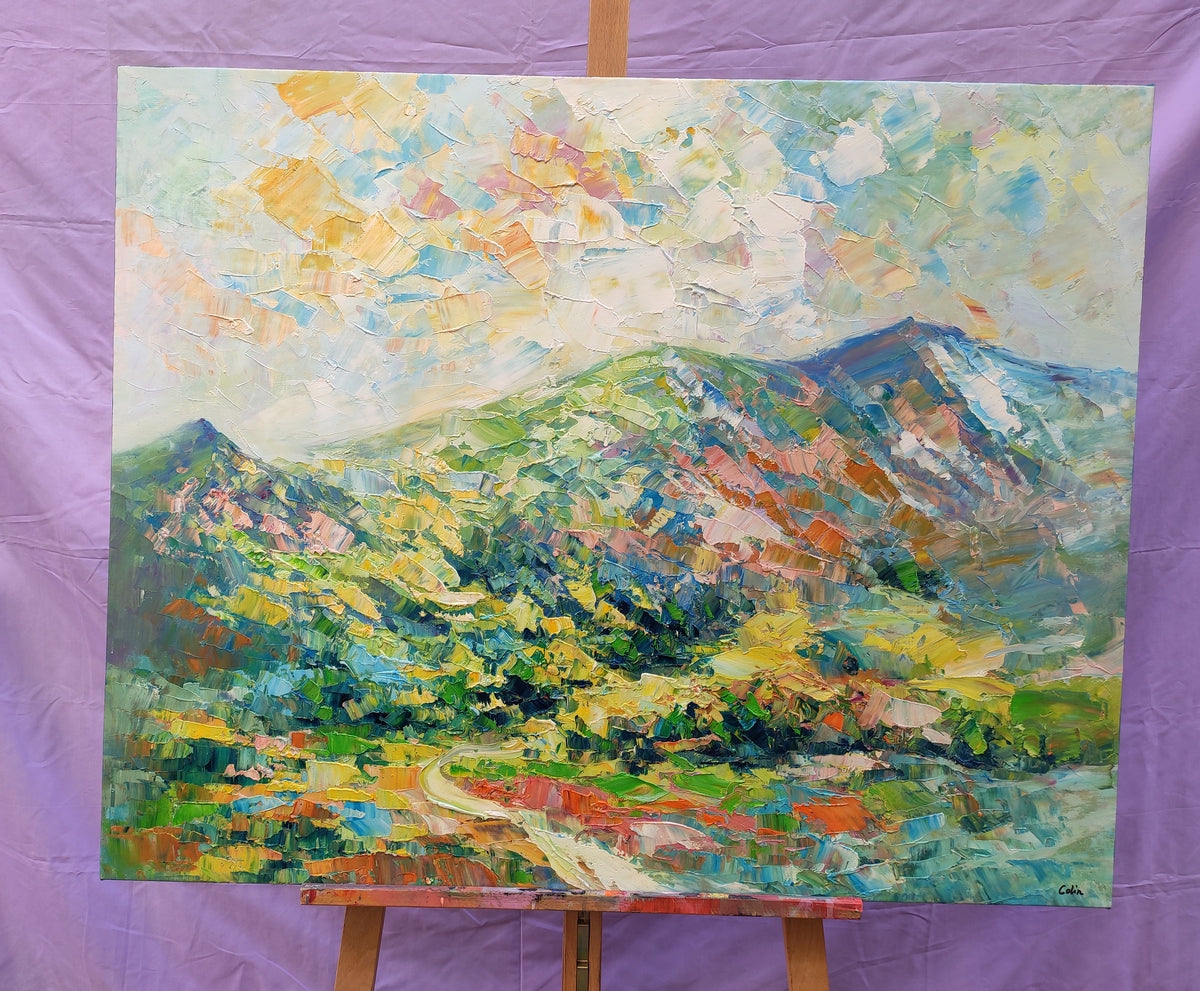Mountain Landscape Painting, Abstract Mountain Painting, Hand Painted Canvas Painting, Original Painting by Colin Ju