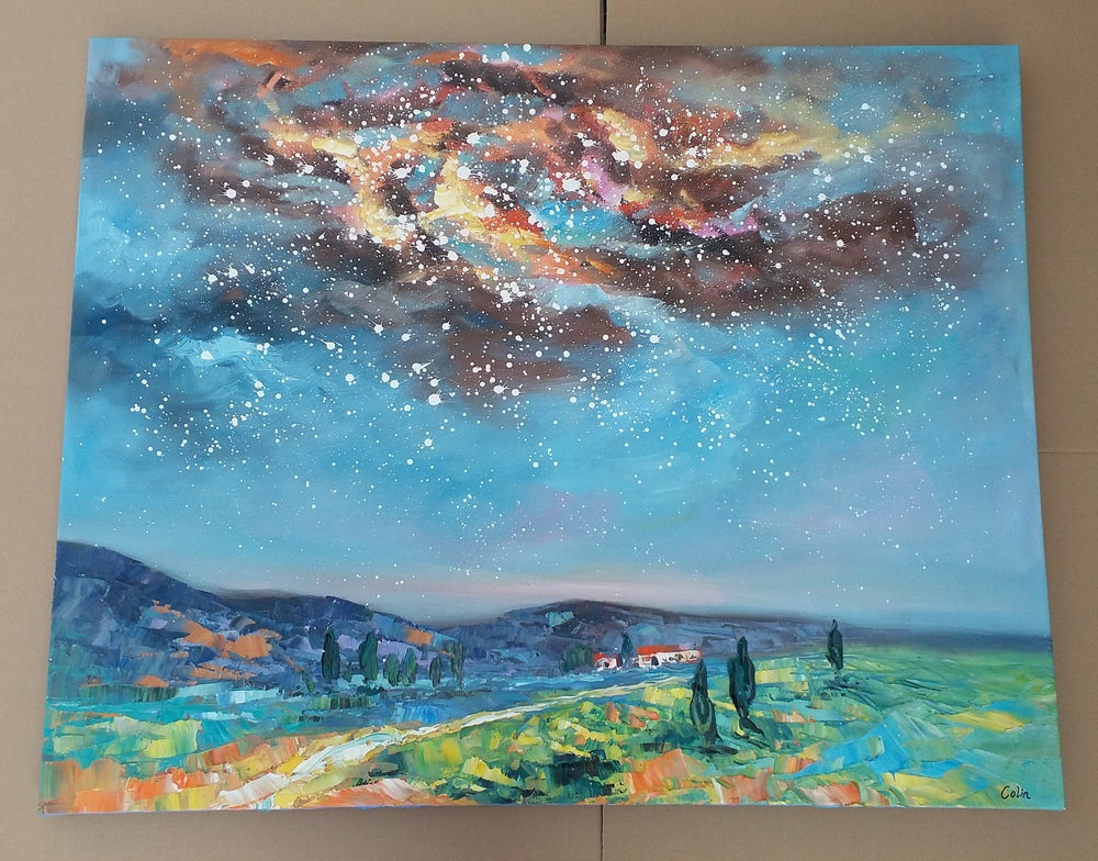 starry night sky painting from artworkcanvas.com