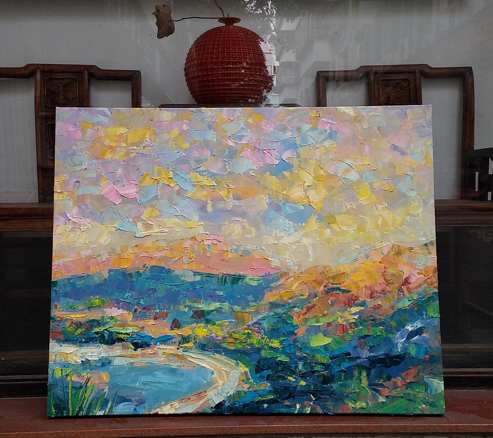 abstract mountain river landscape painting