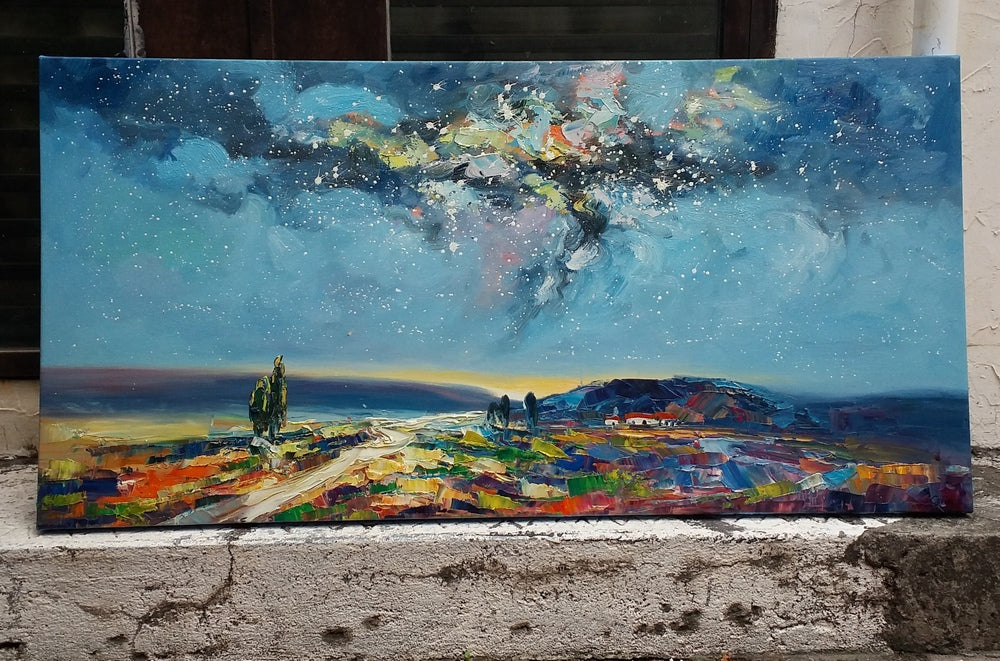 Starry Night Sky Painting, Landscape Painting for Sale