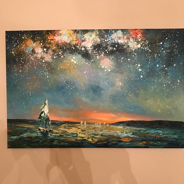 Original hand painted art, starry night sky painting from artworkcanvas.com