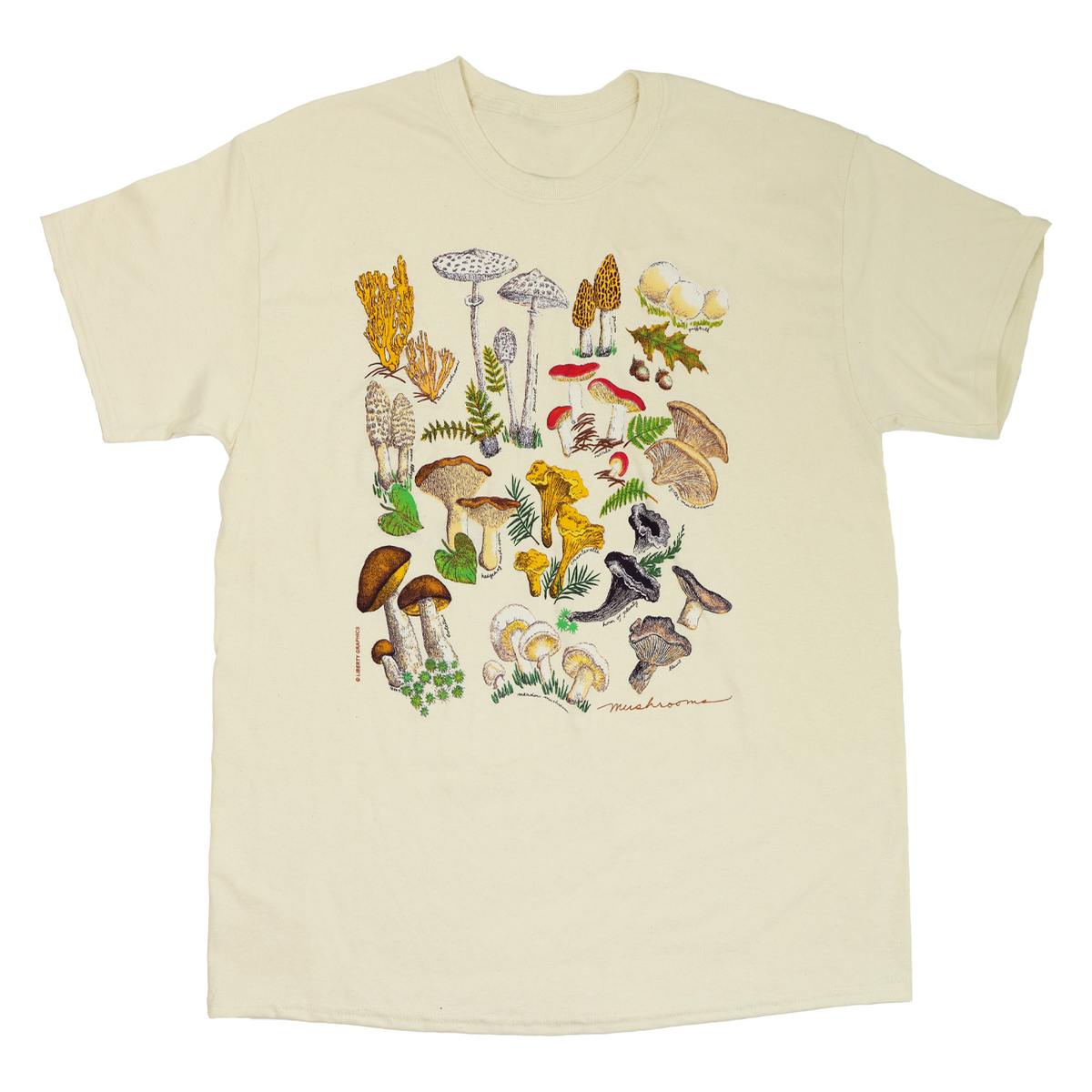 haj vejkryds Har lært Mushrooms Adult Natural T-shirt – Liberty Graphics