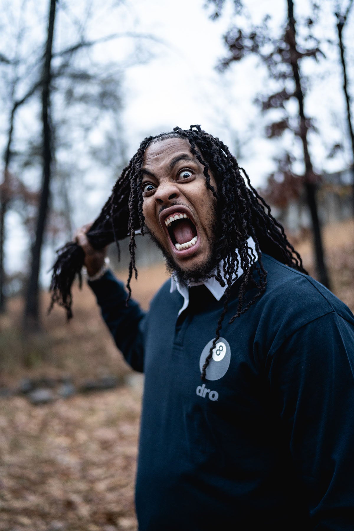 Waka Flocka Flame wearing DRO BOLO Rugby Long Sleeve Shirt