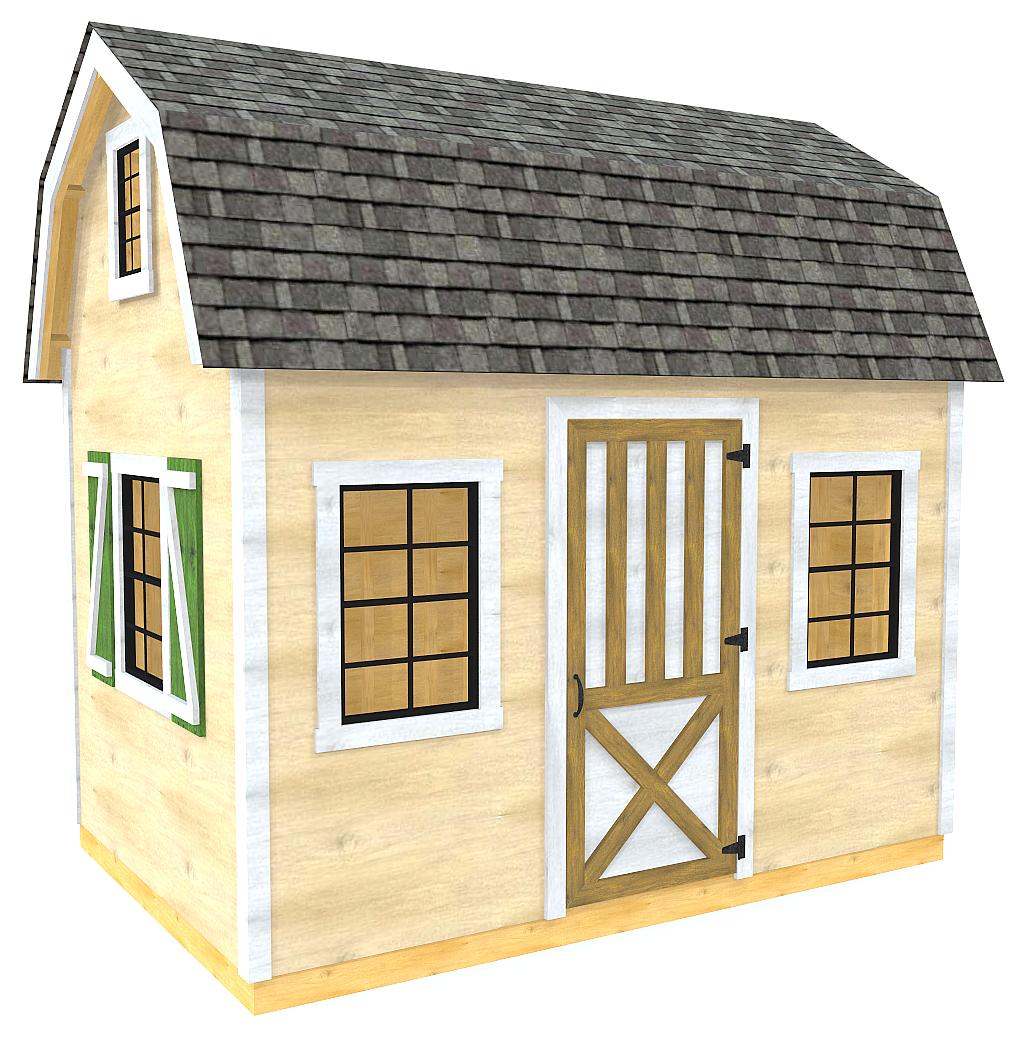 evelyn shed plan 2‑sizes gambrel storage shed design w