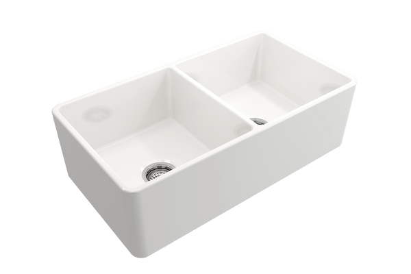 Bocchi Classico 33 Fireclay Farmhouse Kitchen Sink Double Bowl White