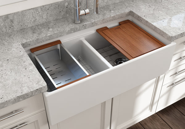 Bocchi Contempo 36 Fireclay Workstation Farmhouse Sink 50 50 Double