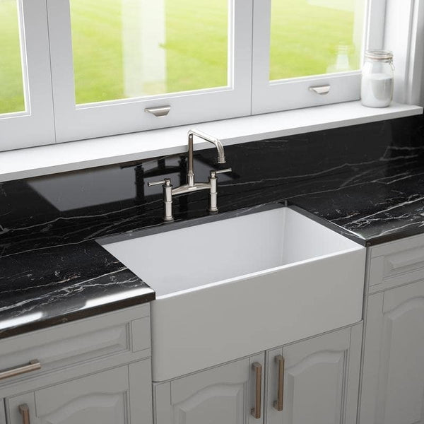 Crestwood 30" White Farmhouse Sink, Smooth/Fluted Front, CW-7130-W