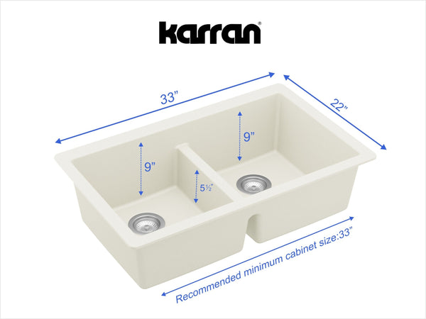 karran double bowl quartz kitchen sink