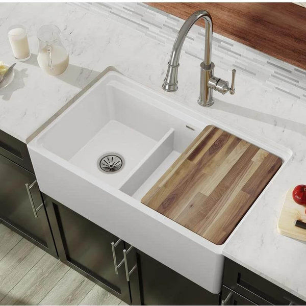 Elkay Swuf3320wh 33 Fireclay Farmhouse Kitchen Sink 40 60 Double Bowl