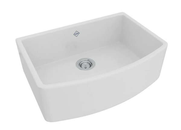 Rohl Shaws 30 Fireclay Farmhouse Curved Front Sink White Rc3021